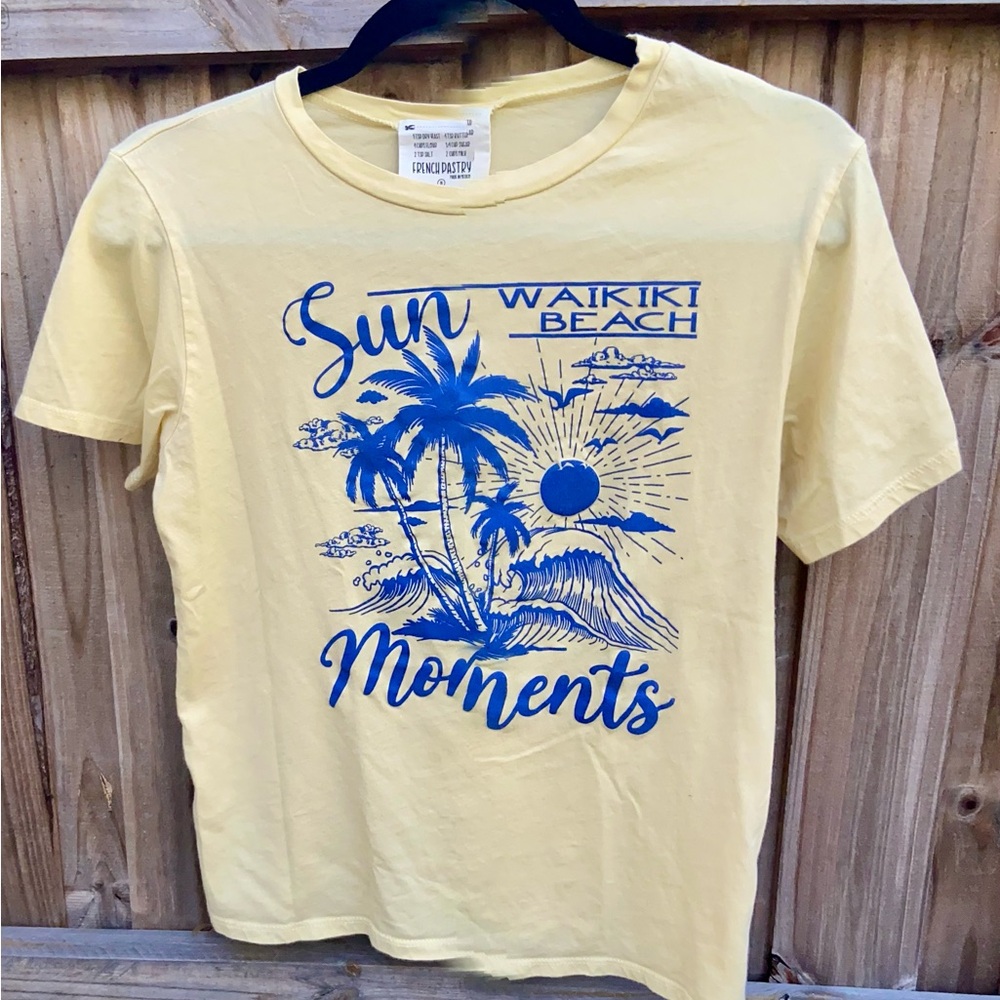 French Pastry T-Shirt SS Top Sun Waikiki Beach Moments Cotton Size Small